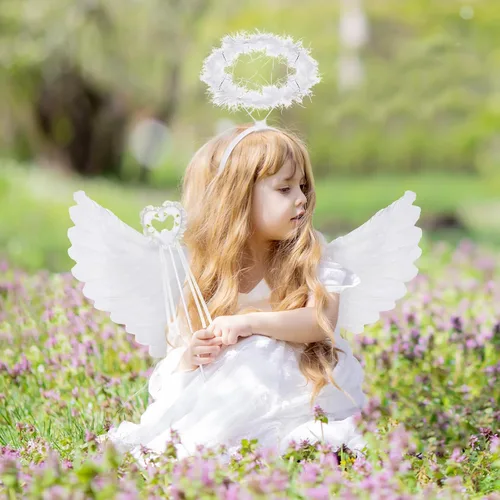 Vista 5 de Angel Wings Halloween Angel Costume Christmas Decorations Angel Wings Costume for Girls Kid Adult