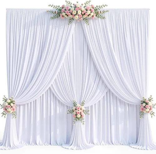 Vista 47 de Paneles de cortinas de fondo negras de 10 pies x 10 pies para fiestas, fiestas de cumpleaños, sin arrugas, cortinas de telón de fondo de tela