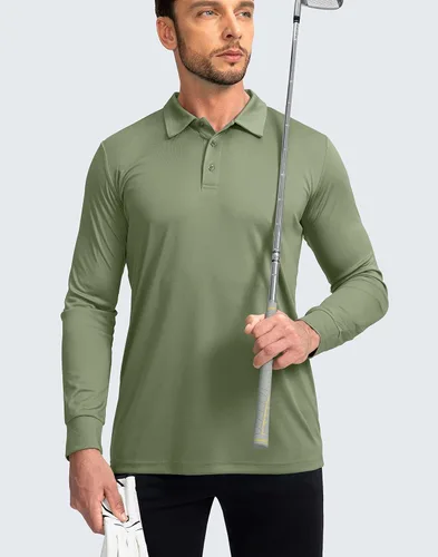 Vista 5 de Camisa polo de manga larga para hombre ligera UPF 50 protección solar camisas frescas para hombres trabajo pesca al aire libre