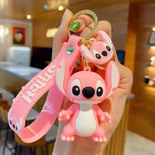 Vista 3 de Lindo llavero para niños y niñas, llaveros de dibujos animados, accesorios, llavero, bolso, mochila, dijes para automóvil, rosado (pink-3)