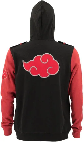 Vista 5 de Ripple Junction Naruto Shippuden Men's Authentic Full Zip Hooded Sweatshirt wChest Pockets Black Red Officially Licensed
