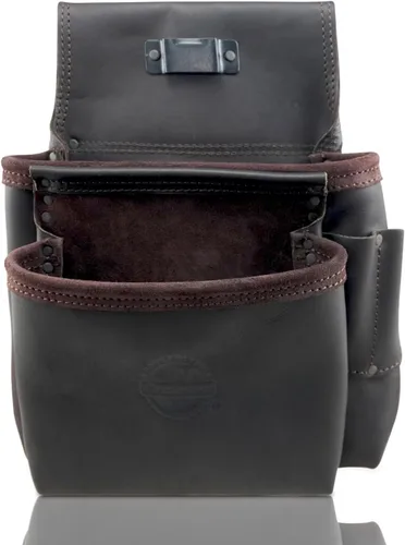 Vista 3 de GRAINTEX OS2087 - Bolsa de 9 bolsillos para uñas y herramientas, cuero curtido con aceite de grano superior para enmarcadores, constructores