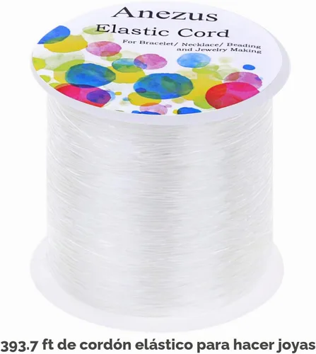 Vista 2 de Anezus Cuerda elástica para pulseras, cordón elástico de 0.028 in para hacer joyas, cuentas y manualidades