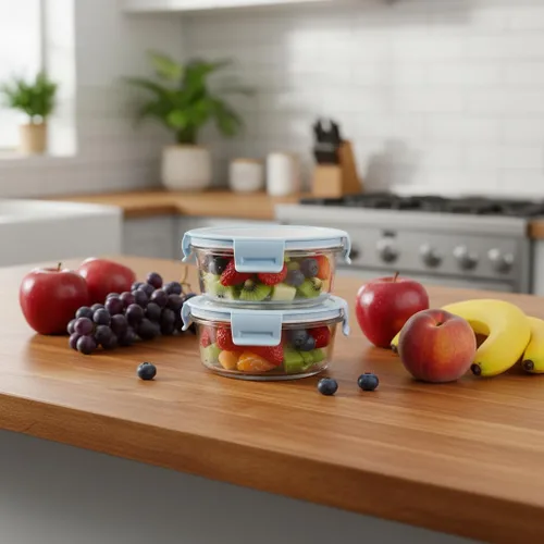 Vista 7 de Recipientes redondos de vidrio para almacenamiento de alimentos de 12 onzas con tapas, recipientes redondos para preparación de comidas de 1.5 tazas