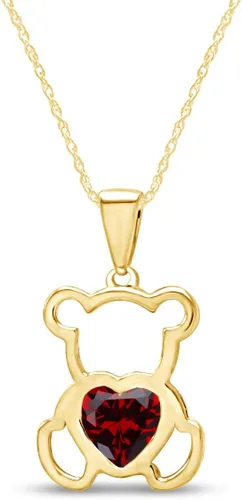 Vista 33 de Collar con colgante de oso de peluche con piedra natal para mujer Simulated Alexandrite