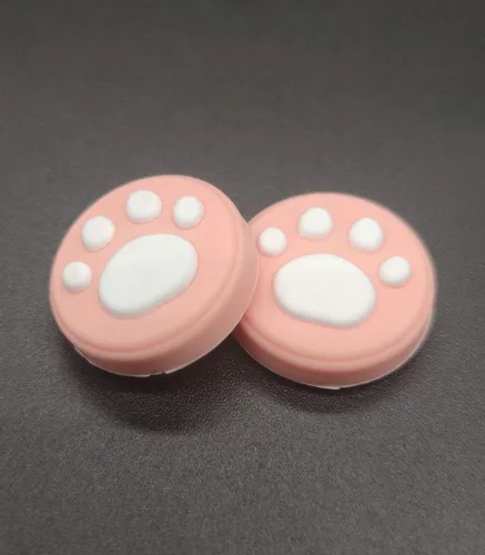 Vista 2 de Juego de 2 agarres de silicona para mando analógico de Nintendo Switch NS y Switch Lite Controller Joy-Con ThumbStick rosa y blanco