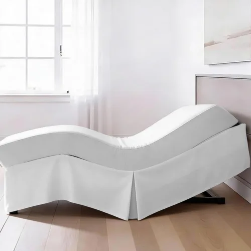 Vista 4 de Falda de Cama Bed Maker's Never Lift Your Mattress para Camas Ajustables, Esquinas Divididas, Caída de 15 Pulgadas, King, Blanco