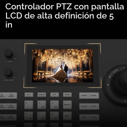 Vista 6 de Controlador PTZ Controlador de cámara POE Network 4D Joystick Decodificación H.264 H.25 Teclado con pantalla LCD de 5 pulgadas para adoración a