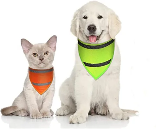 Vista 4 de Encell Bufanda reflectante para perro, pañuelo de seguridad para mascotas, verde, S
