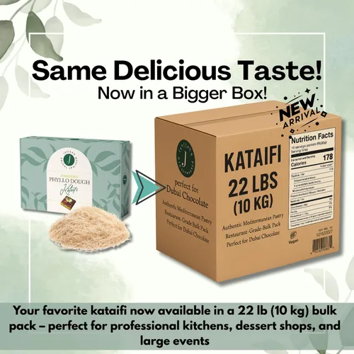 Vista 3 de Masa de fillo rallada Kataifi asada de 11.0 lbs (11 libras) – Kadayif pre-tostado para barra de chocolate Dubai, Kunafa, Knafeh y postres de Oriente
