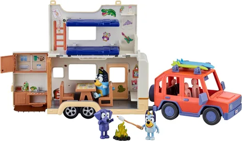 Vista 5 de Bluey - Ultimate Caravan Adventures - Juego de caravana y tres figuras de 2.5-3 pulgadas y vehículo familiar de tracción en las cuatro ruedas con 2