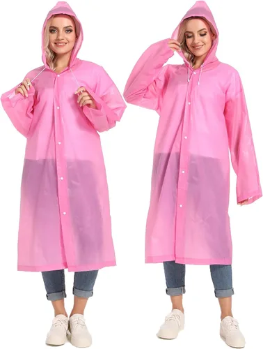 Vista 71 de 2 abrigos de lluvia de Borogo para adultos, chaquetas de lluvia reutilizables para hombres y mujeres