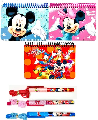 Vista 2 de IBay Disney Mickey Mouse - Juego de 3 libros y 3 bolígrafos (3 libros, color rojo y verde)