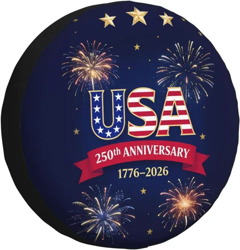 Vista 15 de 1776-2026 Anniversary USA Spare Tire Cover Waterproof Patriotic Eagle UV Sun Tyre Cover Fit for Trailer, RV, SUV and Many Vehicle 14 inch Wheel
