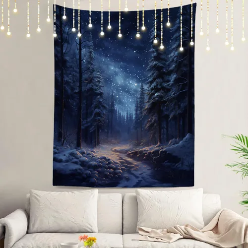 Vista 31 de Shrahala Tapiz de pared de hojas de arce otoñal, hojas rojas sin costuras sobre negro para colgar en la pared, tapiz grande decorativo de fibra