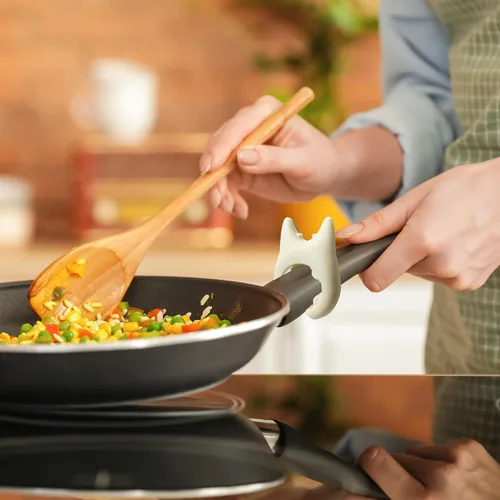 Vista 4 de Soporte para cucharas para cocinar, 2 piezas, soporte para espátula de wok, de silicona, ajustable, para utensilios de cocina para hervir sobre