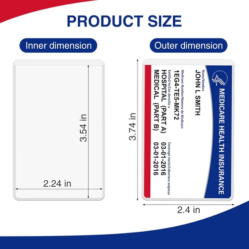 Vista 5 de Fabmaker Protector de tarjeta de Medicare, paquete de 6 tarjeteros de plástico para billetera, funda para tarjetas de visita de 12 mil, impermeable