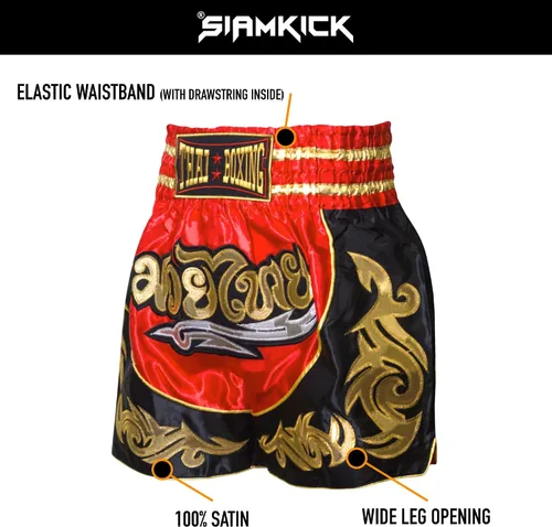 Vista 5 de Pantalones cortos clásicos de Muay Thai para hombres y mujeres, boxeo, kickboxing, alto grado, artes marciales mixtas, ropa de entrenamiento