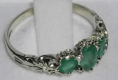 Vista 4 de Anillo de plata de ley 925 auténtica esmeralda para mujer
