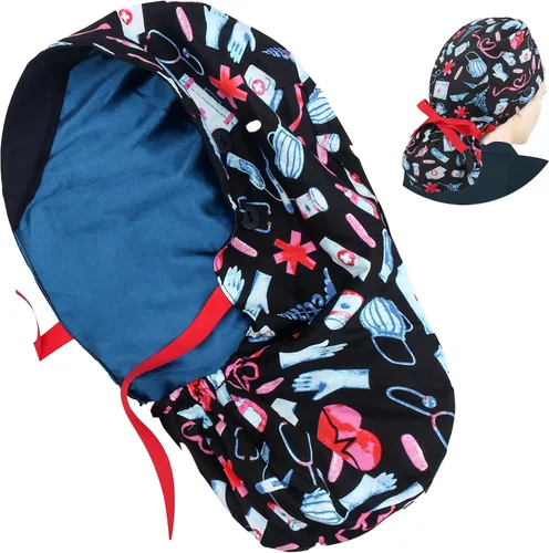 Vista 22 de Scrub Caps for Women Surgical Caps Nurse Hat Functional Ponytail Holder for Long Hair Single or Satin-Lined