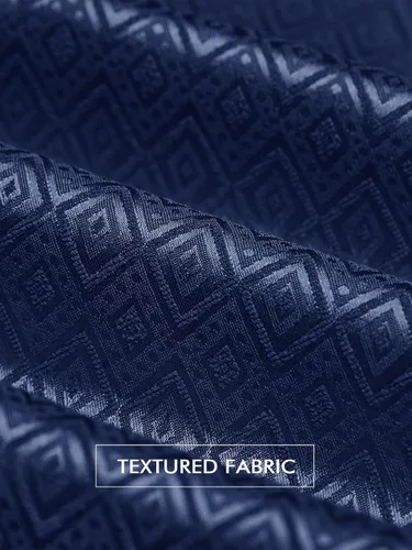 Vista 6 de Runcati Camisa Henley con textura Kurta Thobe para hombre Azul marino
