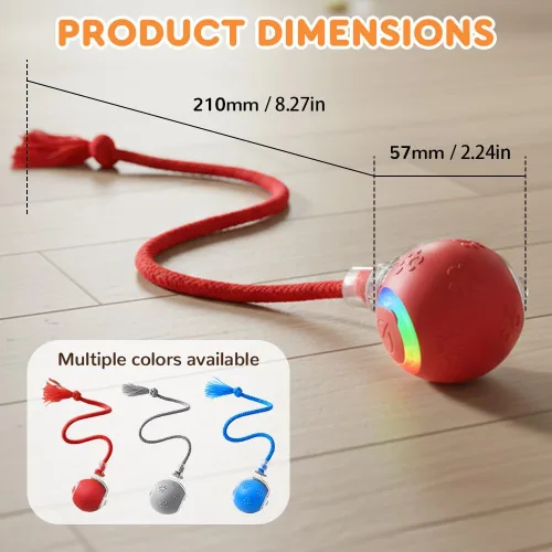 Vista 5 de Juguete interactivo para gatos, juguetes para gatos de interior, juguete automático de bola, juguete de bola de persecución para gatos con cola