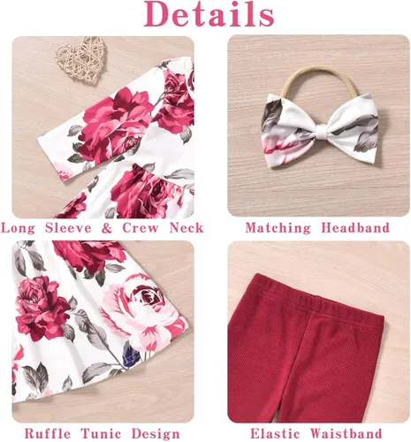 Vista 4 de Aalizzwell Traje de túnica floral para niñas pequeñas para otoño e invierno