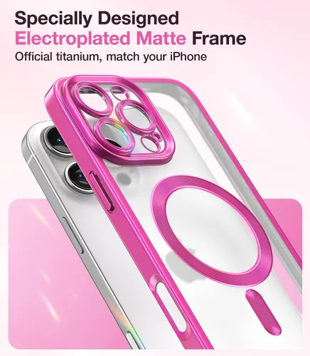 Vista 3 de Meifigno Candy Frosted Series - Funda para iPhone 16 Pro de 6.3 pulgadas, 2 protectores de pantalla y correa de muñeca, compatible con MagSafe