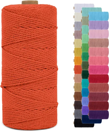 Vista 12 de Cordón de macramé de 0.079 pulgadas, cuerda de algodón natural de 109 yardas, hilo de cuerda de macramé para manualidades, ganchos de pared