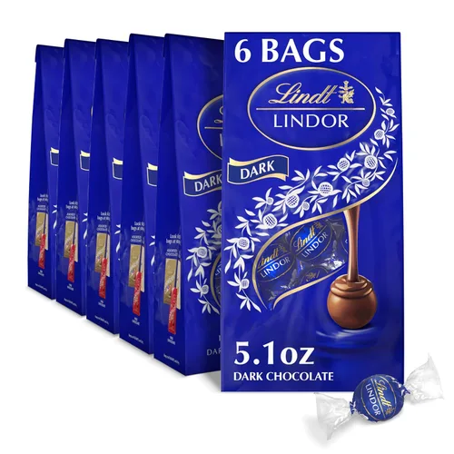 Vista 72 de Lindt Lindor - Trufas de chocolate extra oscuro 60 %, caramelo de chocolate negro con centro de trufa suave y derretida, ideal para regalar, 5.1