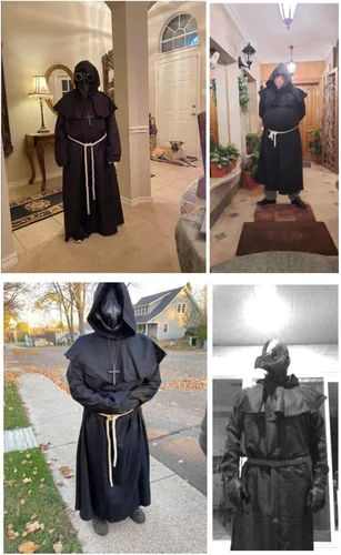 Vista 7 de Coser Park - Disfraz de monje medieval para Halloween disfraz con capucha