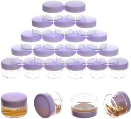 Vista 12 de 5 Gramos Contenedores de Muestra con Tapas, 25 Piezas Mini Contenedores de Maquillaje, Contenedores Cosméticos de Viaje de Plástico Vacío con Negro