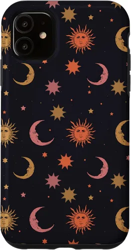 Vista 8 de Funda para iPhone 16 Whimsigoth Aesthetic Hippie Celestial Vintage Half Moon Sun