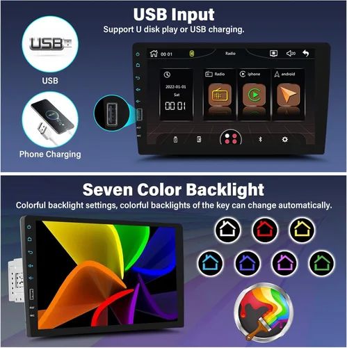 Vista 7 de UNITOPSCI 9 pulgadas único DIN inalámbrico Apple CarPlay Android Auto coche estéreo pantalla táctil Bluetooth FM receptor de radio de coche espejo