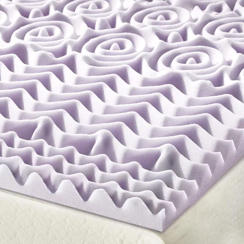 Vista 6 de Mellow Cubrecolchón de espuma viscoelástica de 5 zonas de 1.5 pulgadas, infusión calmante de lavanda, tamaño matrimonial
