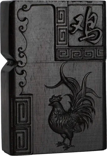 Vista 31 de Caja de carcasa de madera de ébano negro natural tallada para módulo Zippo (Serpiente Cobra)