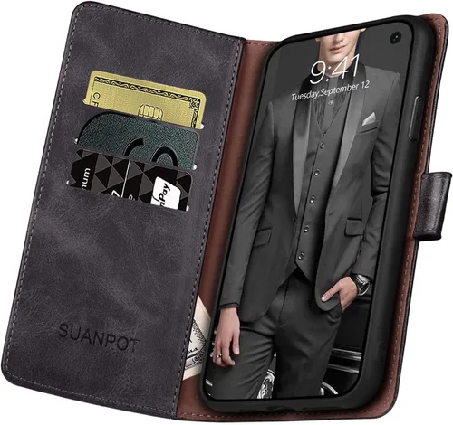 Vista 5 de SUANPOT Funda de piel tipo cartera para Samsung Galaxy S10e de 5.8 pulgadas (sin S10 de 6.2 pulgadas) con bloqueo RFID, tarjetero para tarjetas