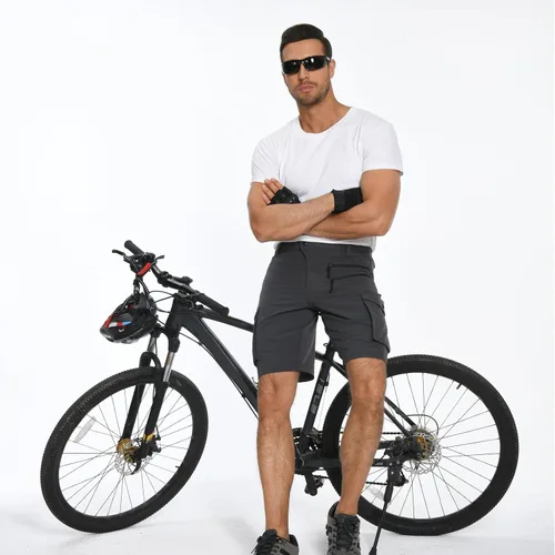 Vista 3 de Hiauspor Pantalones cortos de ciclismo de montaña para hombre, elásticos, de secado rápido, para senderismo, trabajo, golf, pesca, táctico