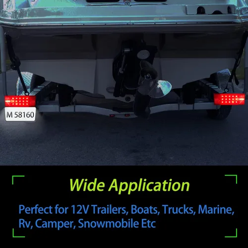Vista 2 de Kit de luces para remolque de barco Serlainxin, sumergible, impermeable IP68, luces de remolque rectangulares de 12V, función combinada de luz