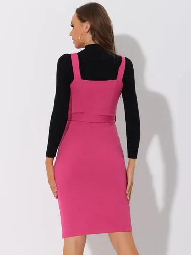 Vista 4 de Allegra K Vestido sin mangas con botones en la parte delantera para mujer