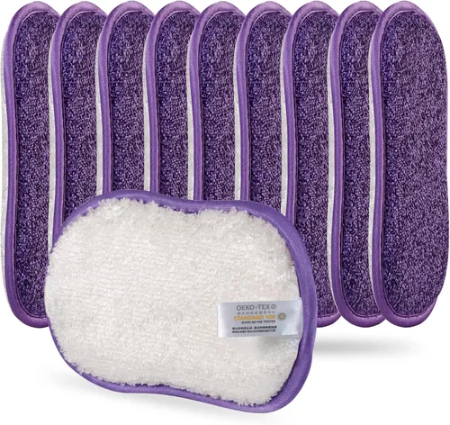 Vista 7 de 10 paquetes de esponjas de cocina para fregar sin rasguños, paños multiusos, esponja con un poder de estropajo resistente - Limpieza sin esfuerzo