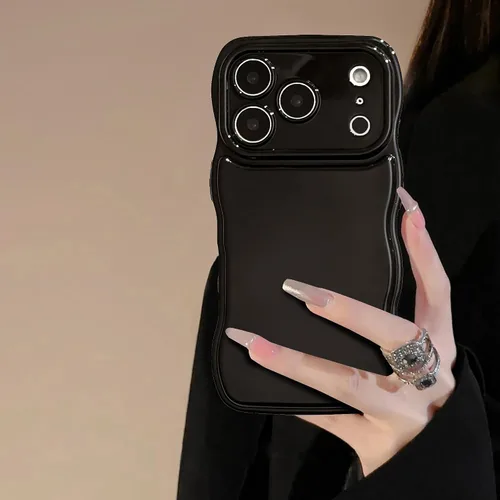 Vista 26 de FABSPARK - Funda para iPhone 11, diseño simple, marco ondulado, estética, silicona suave, color beige
