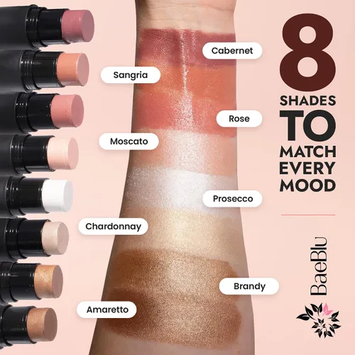 Vista 3 de BaeBlu Tinte orgánico para mejillas, 100% natural, vegano, sin gluten, crema bronceadora en barra, fabricado en Estados Unidos, puesta de sol