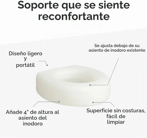 Vista 4 de AquaSense Elevador de asiento de inodoro portátil de 4 pulgadas, asiento