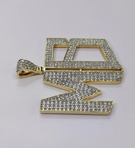 Vista 6 de DTJEWELS1.50 CT - Juego de puntas de corte redondo con diamantes de letra personalizada unisex MB alfabeto colgante de oro amarillo de 14 quilates