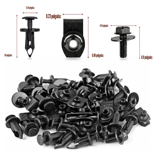Vista 4 de Xislet 45 piezas de estilo universal para motor, bajo cubierta, protección contra salpicaduras, pernos de carrocería para parachoques, guardabarros
