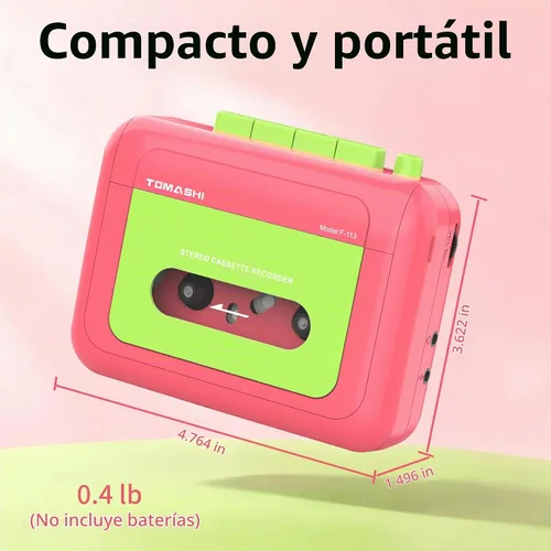 Vista 7 de TOMASHI Reproductor de cinta de casete estéreo portátil,Wallkman,Grabadora Rosa
