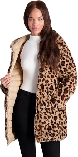 Vista 3 de Jessica Simpson Acolchado reversible para mujer con piel de leopardo sintético