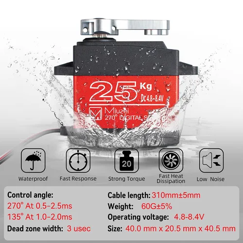Vista 7 de Miuzei 55.1 lbs Servo Motor Alto Par Metal Gear para 1/10 1/8 RC Car 1 Pack