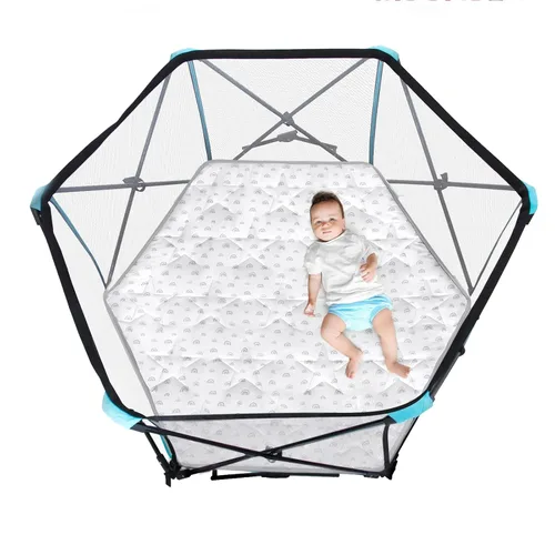 Vista 5 de Alfombra de juego hexagonal, tapete para bebé, se ajusta al corralito portátil Regalo de 48 pulgadas y al PlayPod de hiccapop de 53", tapete